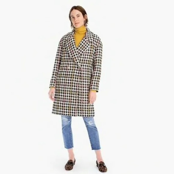 J.CREW COLLECTION LUREX TWEED OVERSIZED COAT PEACH BLACK J8515 SIZE 8~NWT $398 - Picture 4 of 5